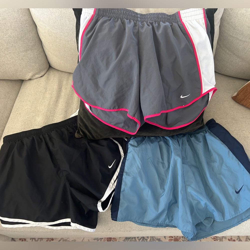 Nike Women Dri Fit Shorts - Black, Light Blue, Gray - Set of three Medium